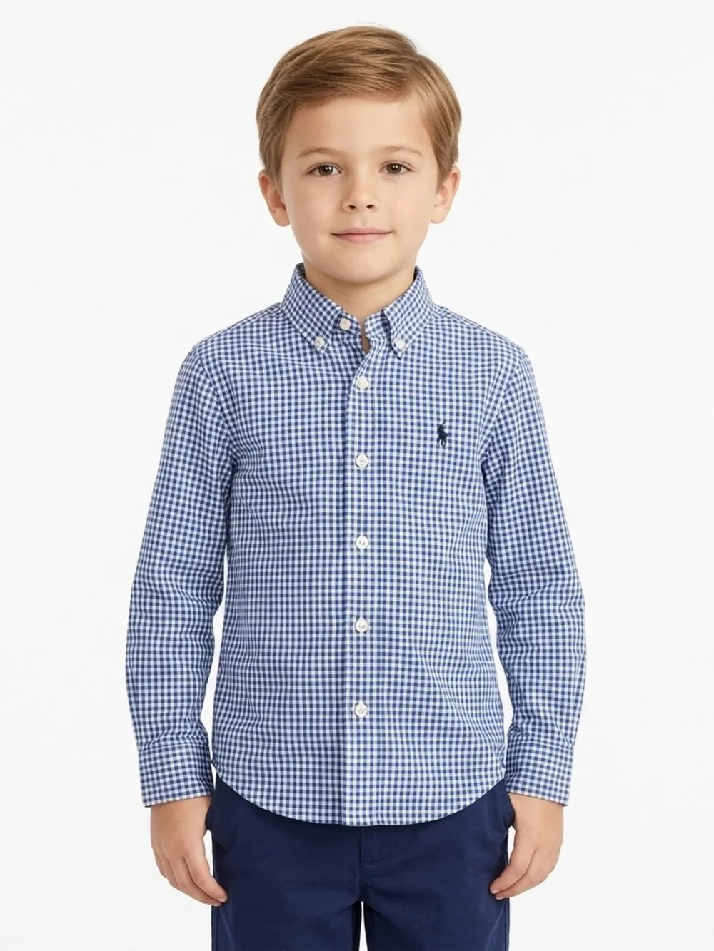 Polo Ralph Lauren Boys Gingham Button Down Shirt Long Sleeve Size 6